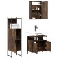 vidaXL Set de muebles baño 3 pzas madera contrachapada roble ahumado vidaXL Set de muebles baño 3 pzas madera contrachapada roble ahumado