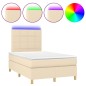 vidaXL Cama box spring con colchón y luces LED tela crema 120x190 cm vidaXL Cama box spring con colchón y luces LED tela crema 120x190 cm