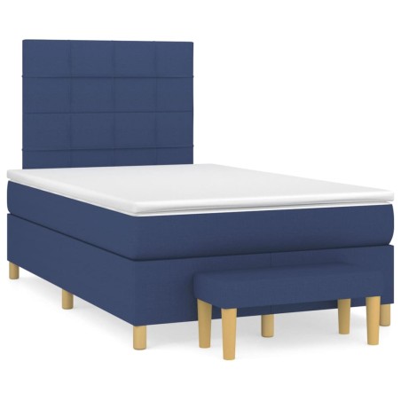 vidaXL Cama box spring con colchón tela azul 120x190 cm