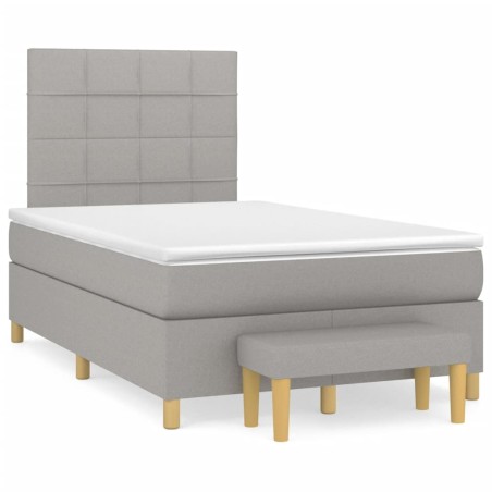 vidaXL Cama box spring con colchón tela gris claro 120x190 cm