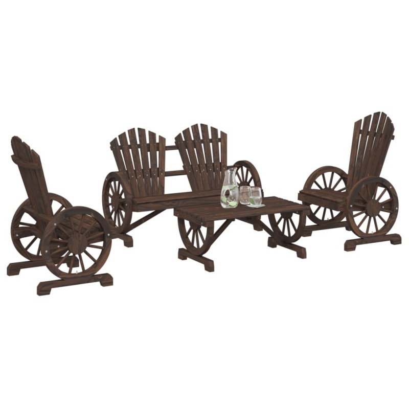 vidaXL Juego de muebles de jardín 4 piezas madera maciza de abeto vidaXL Juego de muebles de jardín 4 piezas madera maciza de abeto