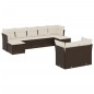 vidaXL Set de sofás de jardín 9 pzas y cojines ratán sintético marrón vidaXL Set de sofás de jardín 9 pzas y cojines ratán sintético marrón