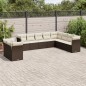 vidaXL Set de sofás de jardín 10 pzas y cojines ratán sintético marrón vidaXL Set de sofás de jardín 10 pzas y cojines ratán sintético marrón