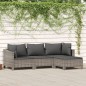 vidaXL Set de muebles de jardín 4 pzas y cojines ratán sintético gris vidaXL Set de muebles de jardín 4 pzas y cojines ratán sintético gris