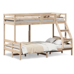 vidaXL Litera de madera maciza de pino 90x200/120x200 cm
