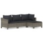 vidaXL Set de muebles de jardín 4 pzas y cojines ratán sintético gris vidaXL Set de muebles de jardín 4 pzas y cojines ratán sintético gris