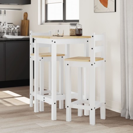 vidaXL Set de bar 3 piezas madera maciza de pino blanco