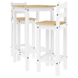 vidaXL Set de bar 3 piezas madera maciza de pino blanco