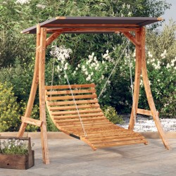 vidaXL Tumbona columpio con toldo madera maciza abeto acabado de teca