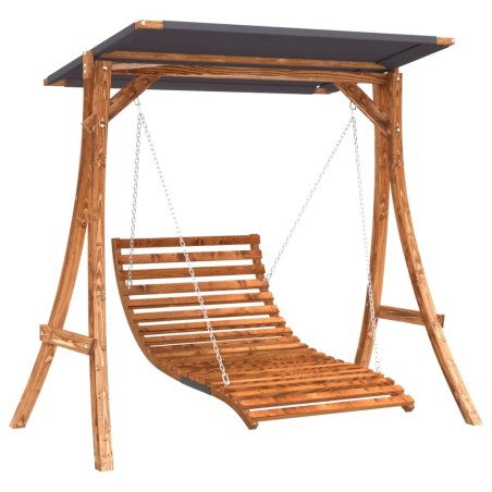 vidaXL Tumbona columpio con toldo madera maciza abeto acabado de teca