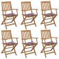 vidaXL Sillas de jardín plegables 6 uds madera maciza acacia y cojines vidaXL Sillas de jardín plegables 6 uds madera maciza acacia y cojines