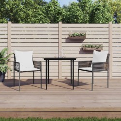 vidaXL Juego comedor jardín 3 piezas y cojines ratán sintético y acero
