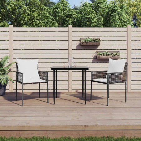 vidaXL Juego comedor jardín 3 piezas y cojines ratán sintético y acero