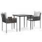 vidaXL Juego comedor jardín 3 piezas y cojines ratán sintético y acero vidaXL Juego comedor jardín 3 piezas y cojines ratán sintético y acero