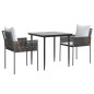 vidaXL Juego comedor jardín 3 piezas y cojines ratán sintético y acero vidaXL Juego comedor jardín 3 piezas y cojines ratán sintético y acero