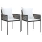 vidaXL Juego comedor jardín 3 piezas y cojines ratán sintético y acero vidaXL Juego comedor jardín 3 piezas y cojines ratán sintético y acero