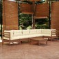 vidaXL Muebles de jardín 7 pzas y cojines madera de pino marrón miel