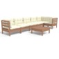 vidaXL Muebles de jardín 7 pzas y cojines madera de pino marrón miel