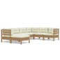 vidaXL Muebles de jardín 7 pzas y cojines madera de pino marrón miel