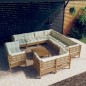vidaXL Muebles de jardín 12 pzas y cojines madera de pino marrón miel vidaXL Muebles de jardín 12 pzas y cojines madera de pino marrón miel