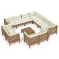 vidaXL Muebles de jardín 12 pzas y cojines madera de pino marrón miel vidaXL Muebles de jardín 12 pzas y cojines madera de pino marrón miel