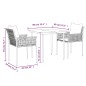 vidaXL Juego comedor jardín 3 piezas y cojines ratán sintético y acero vidaXL Juego comedor jardín 3 piezas y cojines ratán sintético y acero