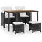 vidaXL Set comedor de jardín 5 pzas ratán sintético y madera negro vidaXL Set comedor de jardín 5 pzas ratán sintético y madera negro