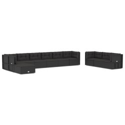 vidaXL Set muebles de jardín 11 pzas y cojines ratán sintético negro