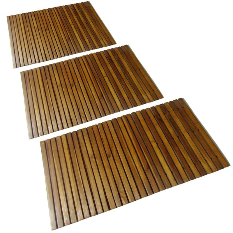 Set 3 alfombras de acacia para el baño, 80 x 50 cm Set 3 alfombras de acacia para el baño, 80 x 50 cm