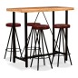 vidaXL Set muebles de bar 5 pzas madera maciza acacia cuero genuino vidaXL Set muebles de bar 5 pzas madera maciza acacia cuero genuino