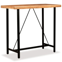 vidaXL Set muebles de bar 5 pzas madera maciza acacia cuero genuino