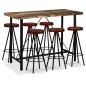 vidaXL Set muebles de bar 7 pzas madera maciza reciclada cuero genuino vidaXL Set muebles de bar 7 pzas madera maciza reciclada cuero genuino