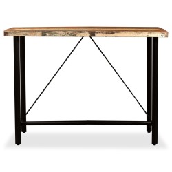 vidaXL Set muebles de bar 7 pzas madera maciza reciclada cuero genuino