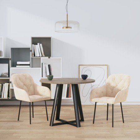 vidaXL Sillas de comedor 2 unidades terciopelo crema
