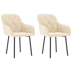 vidaXL Sillas de comedor 2 unidades terciopelo crema