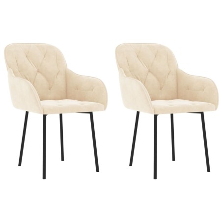 vidaXL Sillas de comedor 2 unidades terciopelo crema