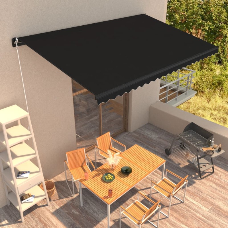 vidaXL Toldo retráctil manual gris antracita 450x300 cm vidaXL Toldo retráctil manual gris antracita 450x300 cm
