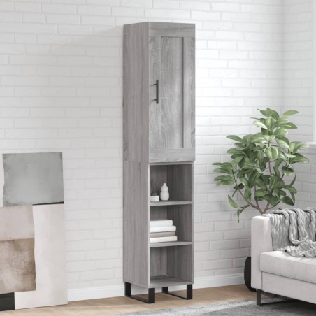 vidaXL Aparador alto madera contrachapada gris Sonoma 34,5x34x180 cm
