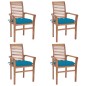 vidaXL Sillas de comedor 4 uds madera de teca con cojines azul claro vidaXL Sillas de comedor 4 uds madera de teca con cojines azul claro