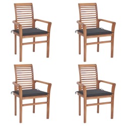 vidaXL Sillas de comedor 4 uds madera teca con cojines gris antracita