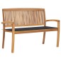 vidaXL Banco de jardín apilable con cojín madera maciza teca 128,5 cm vidaXL Banco de jardín apilable con cojín madera maciza teca 128,5 cm