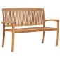 vidaXL Banco de jardín apilable con cojín madera maciza teca 128,5 cm vidaXL Banco de jardín apilable con cojín madera maciza teca 128,5 cm