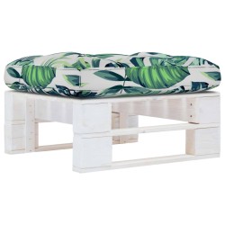 vidaXL Otomana de jardín de palets madera de pino impregnada blanca