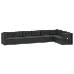 vidaXL Set de muebles de jardín 8 pzas y cojines ratán sintético negro