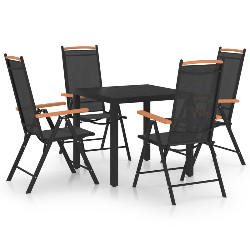 vidaXL Juego de comedor de jardín 5 piezas aluminio negro vidaXL Juego de comedor de jardín 5 piezas aluminio negro