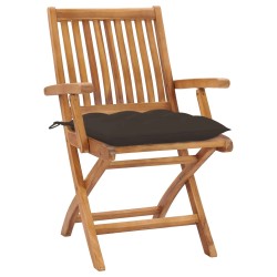 vidaXL Sillas de jardín plegables 6 uds madera maciza teca con cojines
