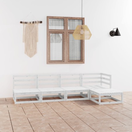 vidaXL Set de salón de jardín de 5 piezas blanco madera maciza de pino