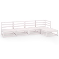 vidaXL Set de salón de jardín de 5 piezas blanco madera maciza de pino