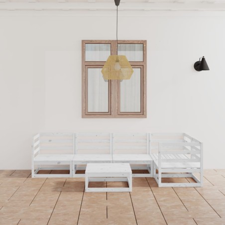 vidaXL Set de salón de jardín de 6 piezas blanco madera maciza de pino