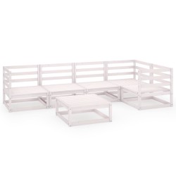vidaXL Set de salón de jardín de 6 piezas blanco madera maciza de pino